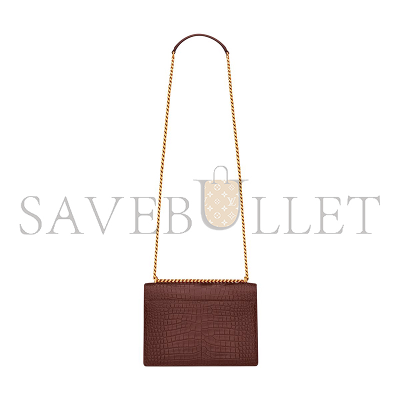 YSL SUNSET MEDIUM IN CROCODILE-EMBOSSED LEATHER 442906DND0J6147 (22*16*6.5cm)